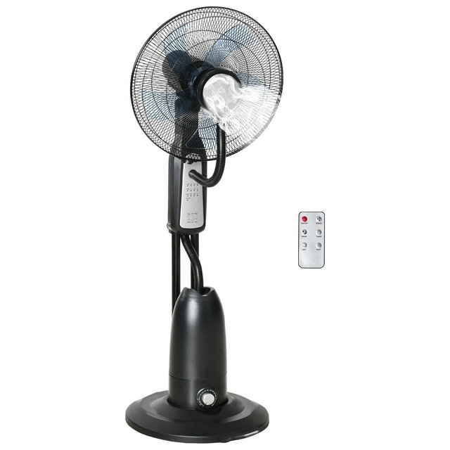 HOMCOM Pedestal Fan With Water Mist Spray Fan w/ 2.8L Water Tank Black